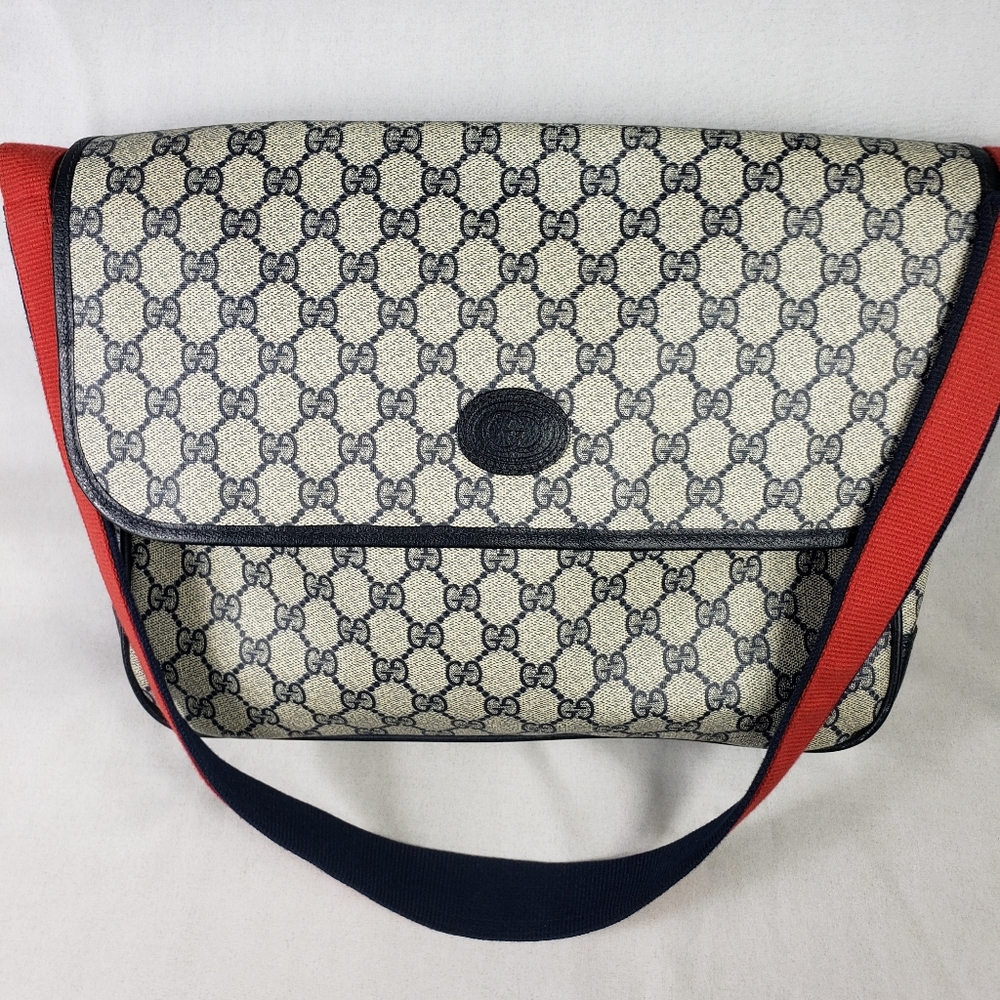 Gucci Blue Messenger Bag Wallet Vintage